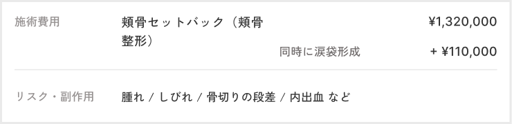 頬骨セットバック+目袋プッシュバックの費用とリスク